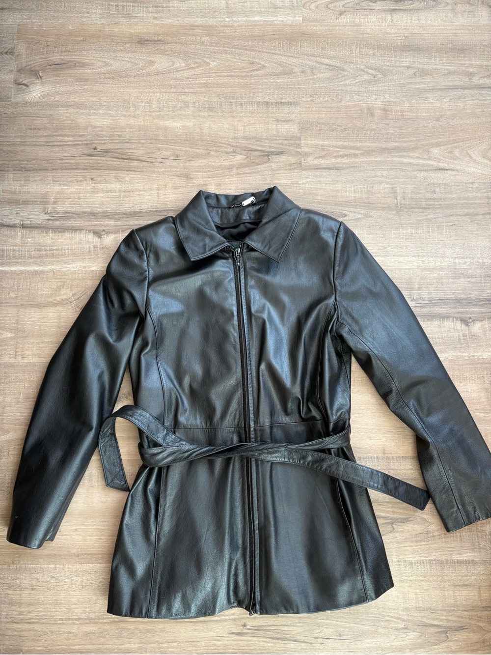 Danier Black Leather Belted Jacket